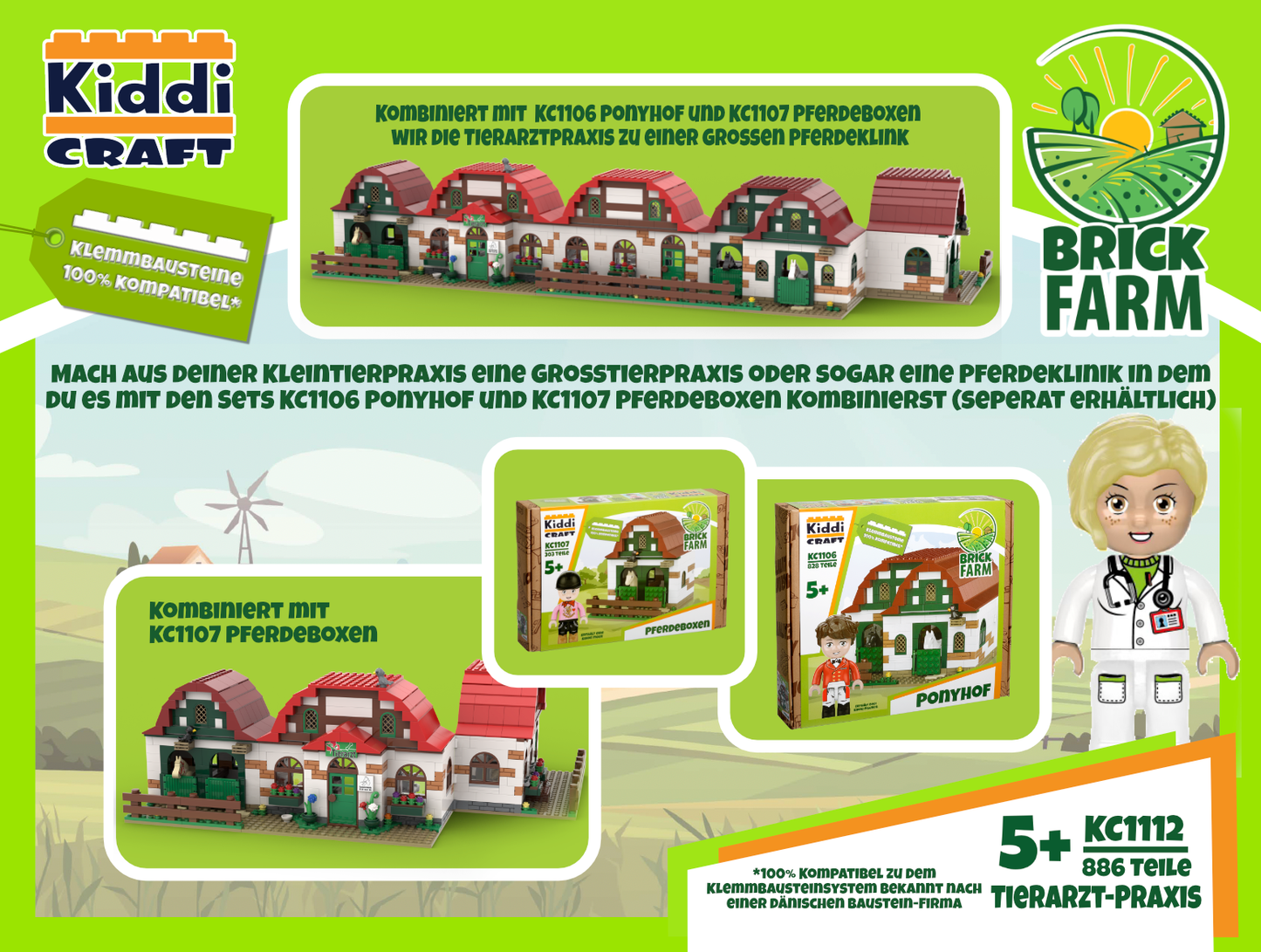 Kiddicraft KC1107 - Pony farm horse stalls