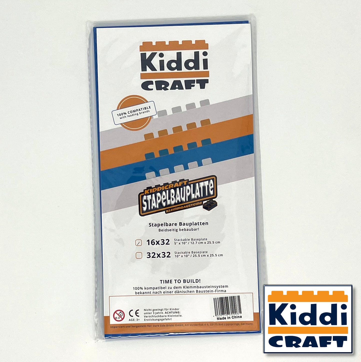 Kiddicraft KC16BSA - Stackable baseplate 16 x 32 studs (12.7 x 25.5cm) Blue