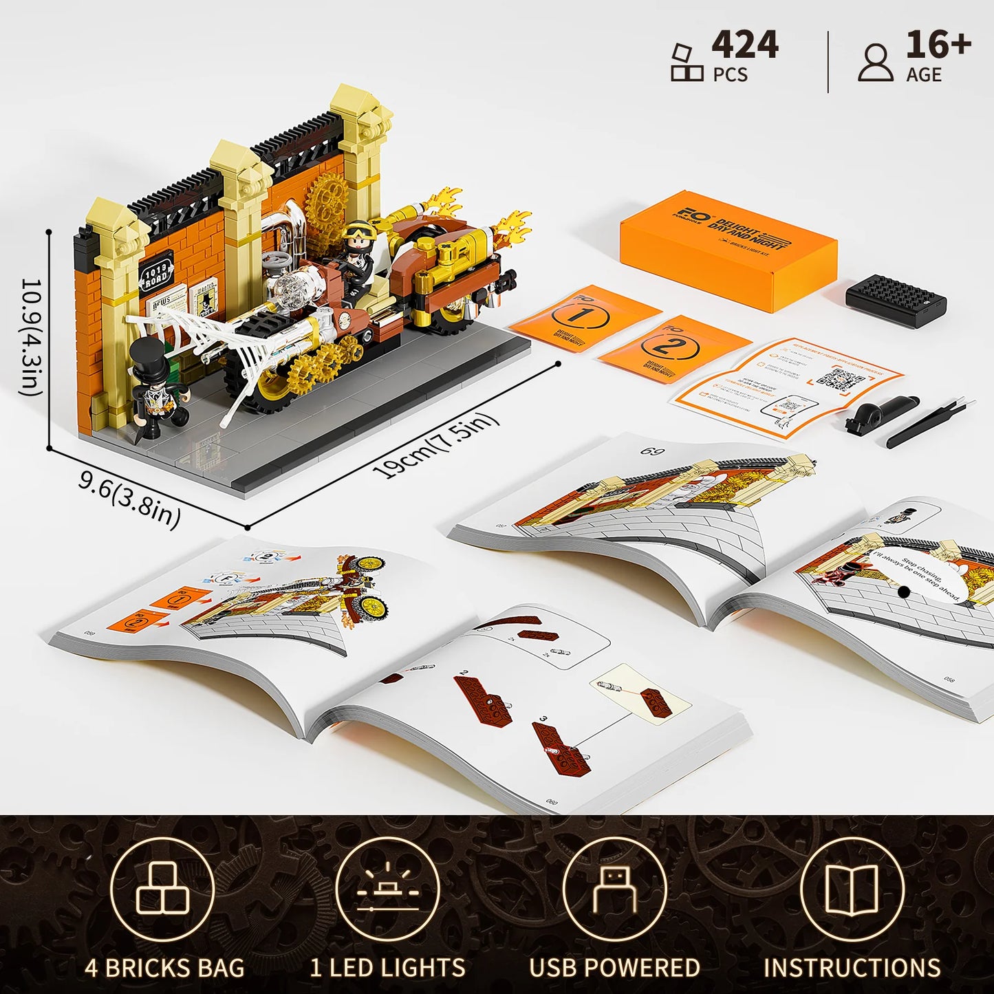 Lumibricks F9067 - Steampunk Motorcycle Pursuit