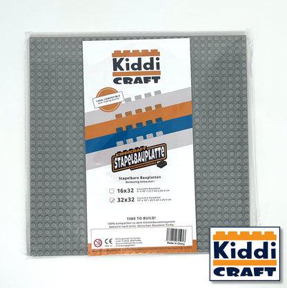 Kiddicraft KC32LGSA - Stackable baseplate 32 x 32 studs (25.5 x 25.5cm) Light Gray
